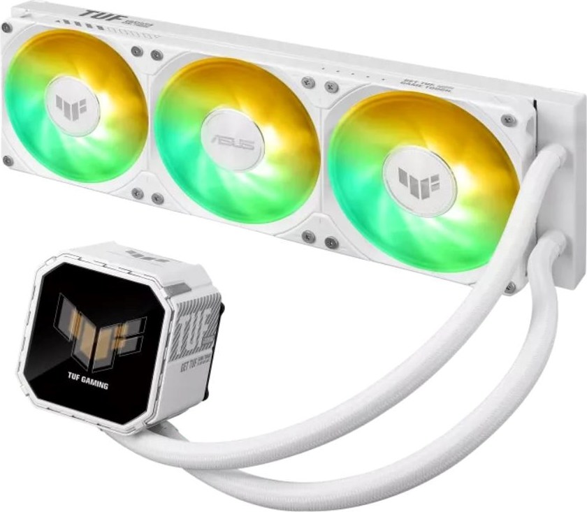 ASUS vodní chladič CPU AIO TUF GAMING LC III 360 ARGB LCD White, 3x120mm, LGA1851, AM5