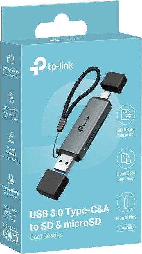 TP-Link UA430D čtečka karet (1xUSB-C3.2Gen1,1xUSB-A3.2Gen1,1xmicroSD,1xSD)