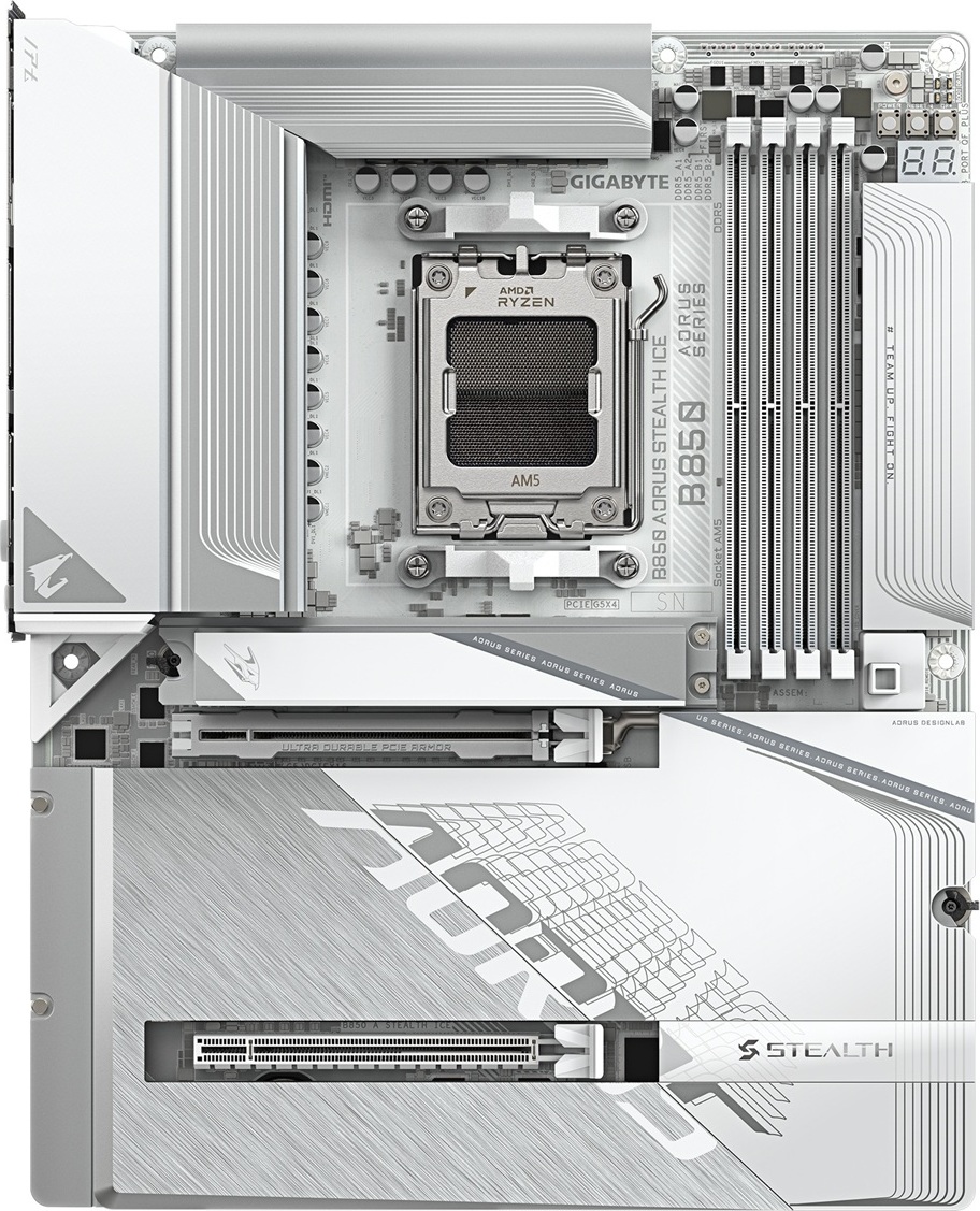 GIGABYTE MB Sc AM5 B850 AORUS STEALTH ICE, AMD B850, 4xDDR5, 1xHDMI