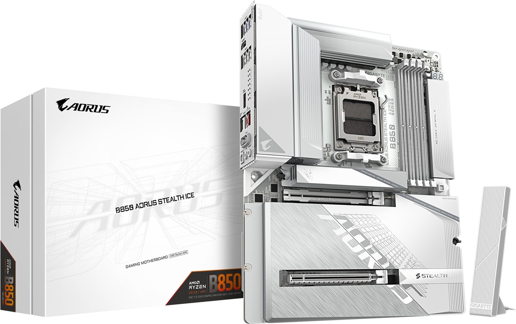 GIGABYTE MB Sc AM5 B850 AORUS STEALTH ICE, AMD B850, 4xDDR5, 1xHDMI