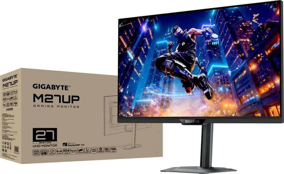 GIGABYTE LCD - 27" Gaming monitor M27UP, SS IPS, 3840x2160 UHD, 160Hz, 1000:1, 350cd/m2, 1ms, 2xHDMI, 1xDP