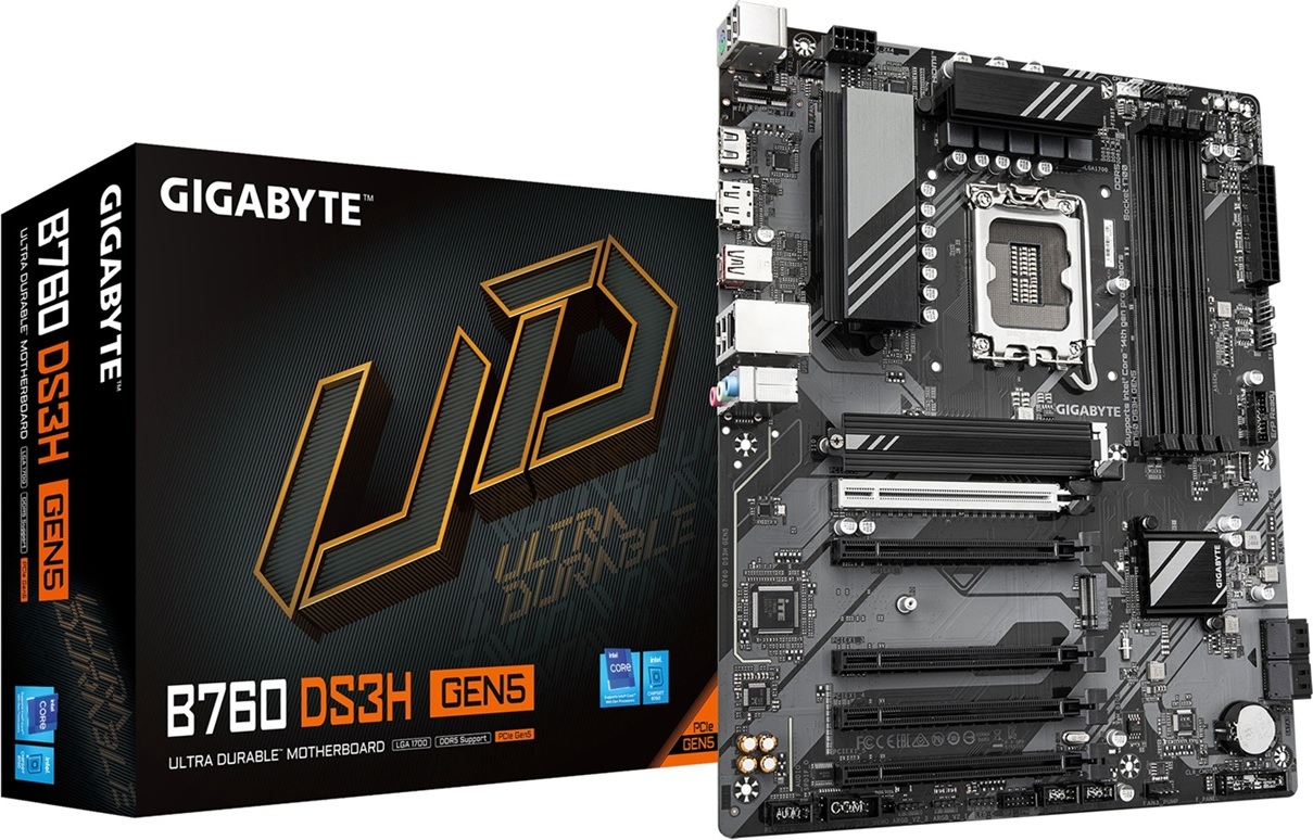 GIGABYTE MB Sc LGA1700 B760 DS3H GEN5, Intel B760, 4xDDR5, 1xDP, 1xHDMI