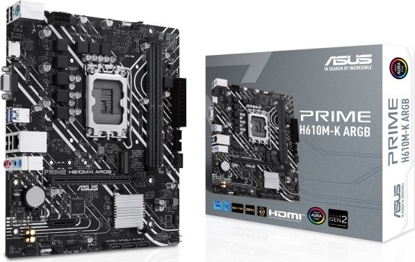 ASUS MB Sc LGA1700 PRIME H610M-K ARGB, Intel H610, 2xDDR5, 1xHDMI, 1xVGA, mATX