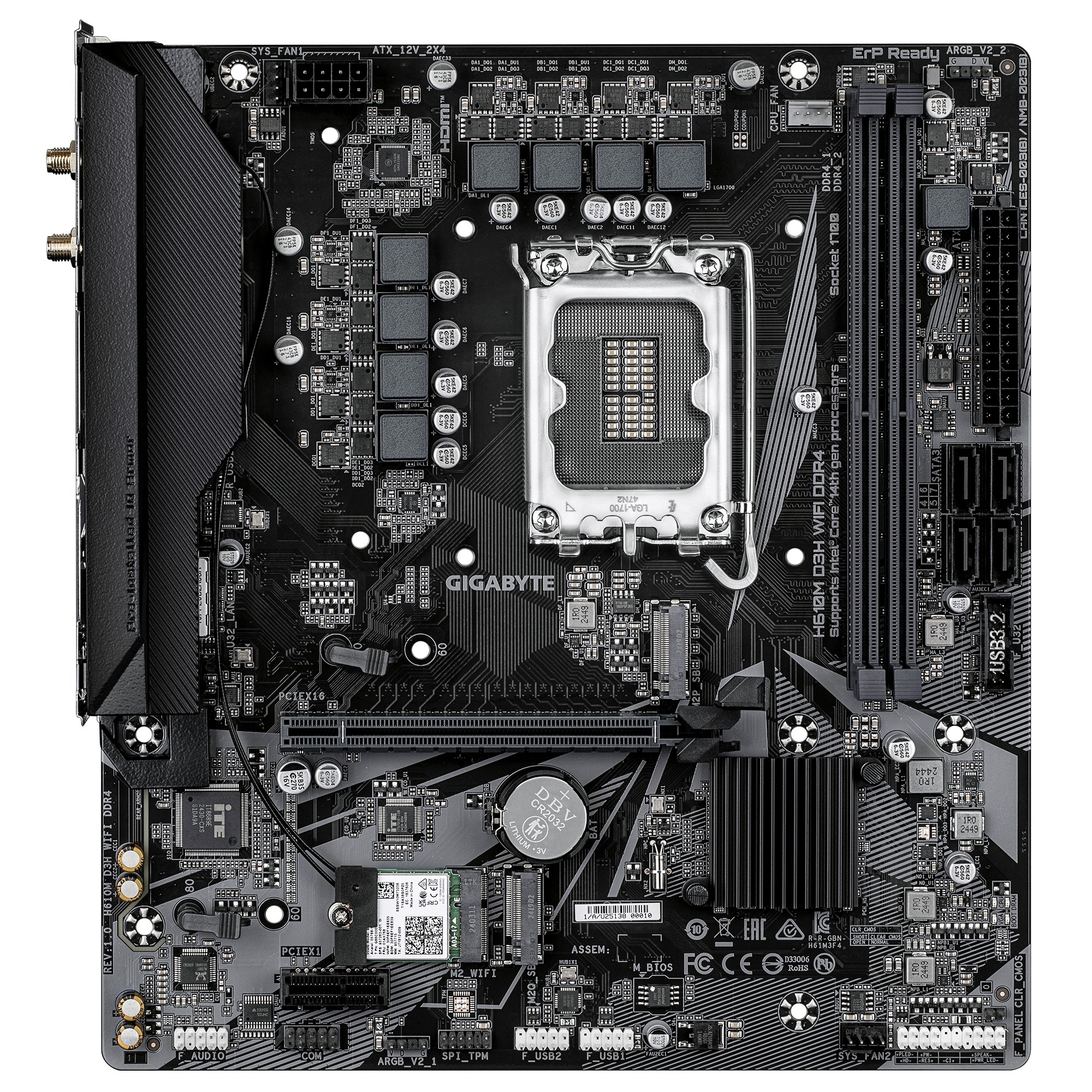 GIGABYTE MB Sc LGA1700 H610M D3H WIFI DDR4,Intel H610, 2xDDR4, 1xHDMI, Wifi,mATX