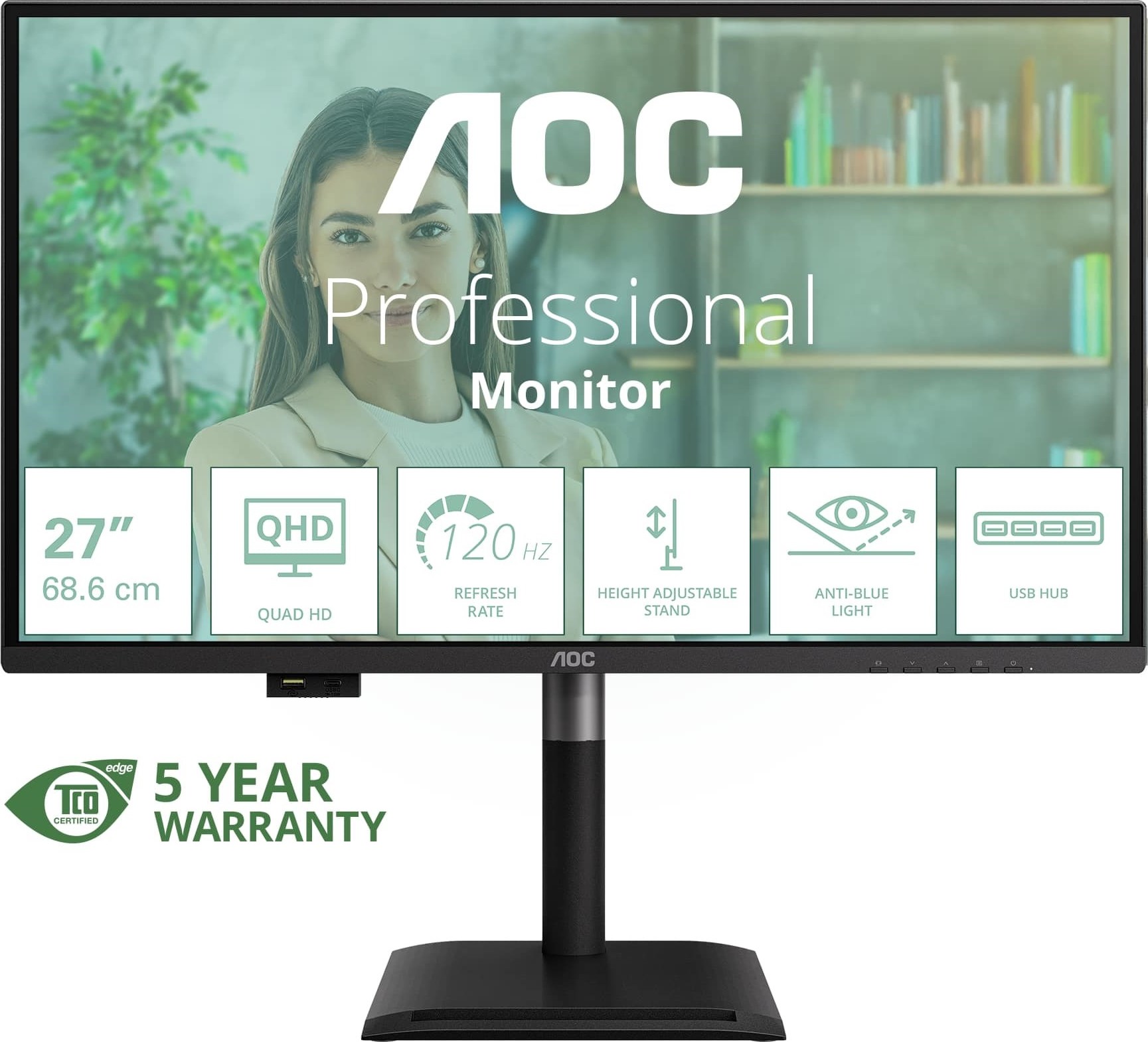 AOC MT 27" Q27P4U - 2560x1440,IPS,120Hz,2xHDMI,1xDP,USBhub,Repro,Pivot