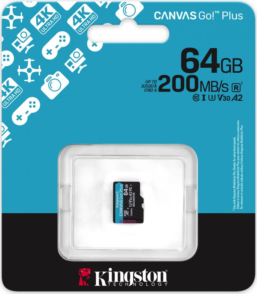 Kingston Canvas Go Plus A2/Micro SDXC/64GB/UHS-I U3 / Class 10