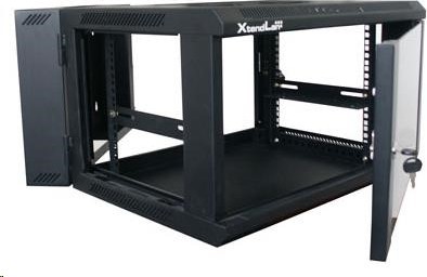 XtendLan 19" dvoudílný nástěnný rozvaděč 9U 600x550, nosnost 60 kg, plné dveře, svařovaný,černý