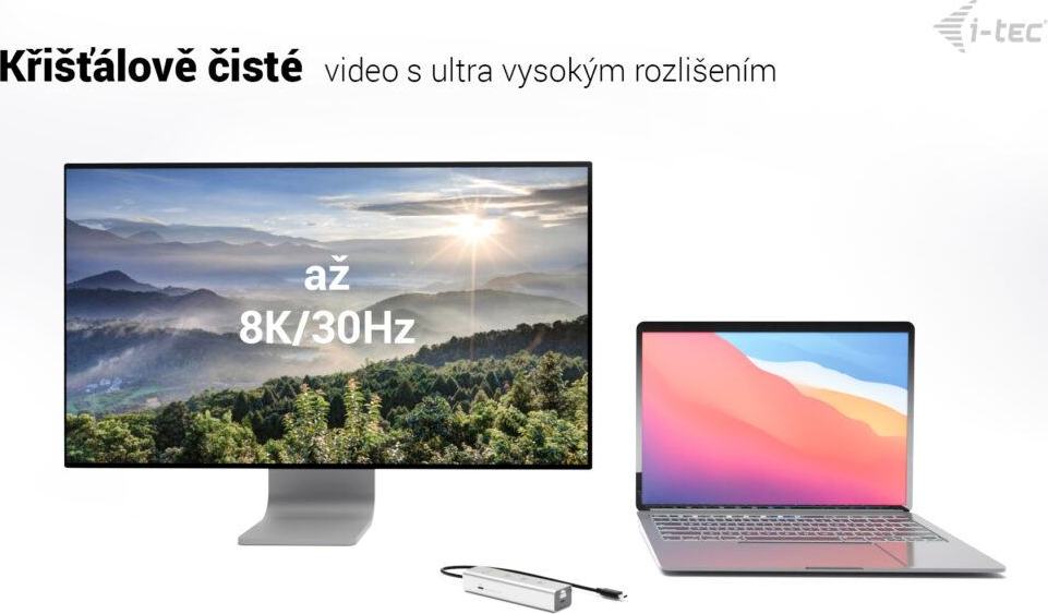 i-tec USB-C Charging Metal HUB 5port with USB-C video 8K, Power Delivery 85W