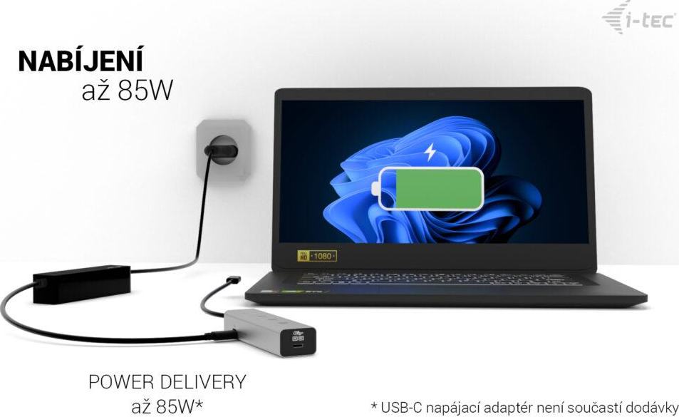 i-tec USB-C Charging Metal HUB 5port with USB-C video 8K, Power Delivery 85W