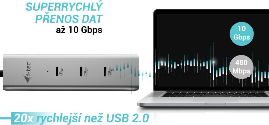 i-tec USB-C Charging Metal HUB 5port with USB-C video 8K, Power Delivery 85W