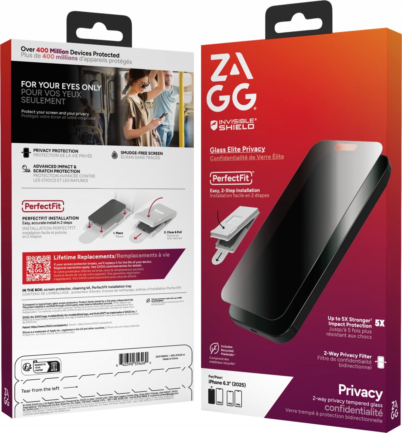 ZAGG Ochranné sklo Elite Privacy pro Apple iPhone 17