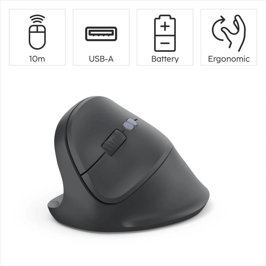 Hama vertikálna ergonomická bezdrôtová myš EWM-500L, pre ľavákov, čierna
