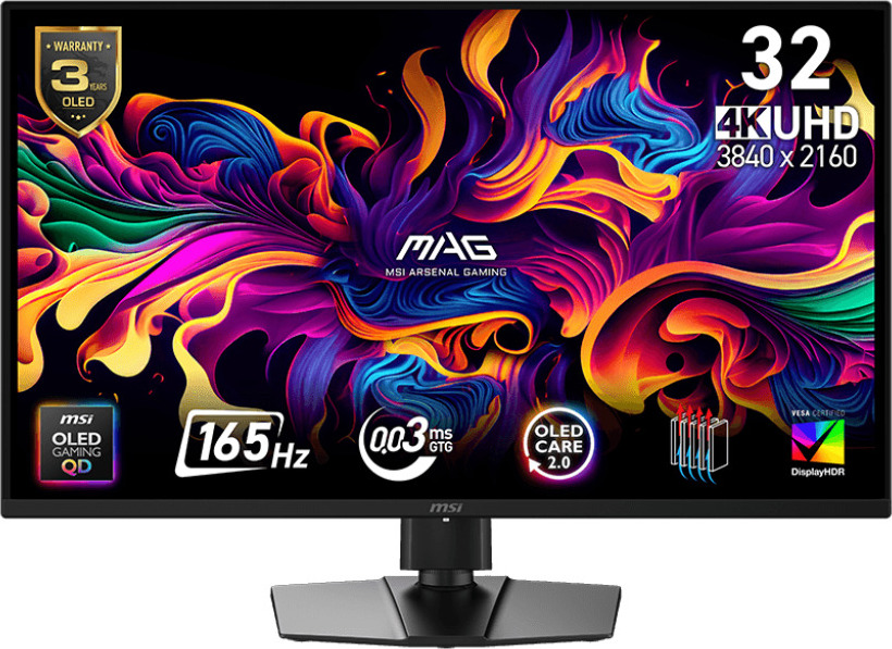 MSI MAG/322UP E16/31,5"/QD-OLED/4K UHD/165Hz/0,03ms/Černá/3R