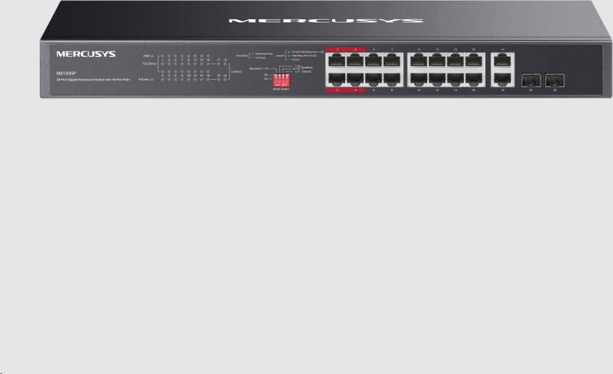 MERCUSYS switch MS120GP (16xGbE,14xPoE+,2xGbE/SFPcombo,192W)