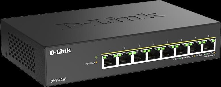 D-Link DMS-108P/E 8-Port 2.5G Multi-Gigabit Unmanaged PoE Switch