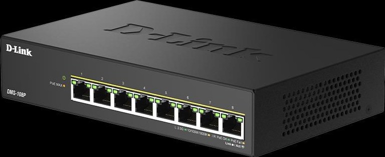 D-Link DMS-108P/E 8-Port 2.5G Multi-Gigabit Unmanaged PoE Switch