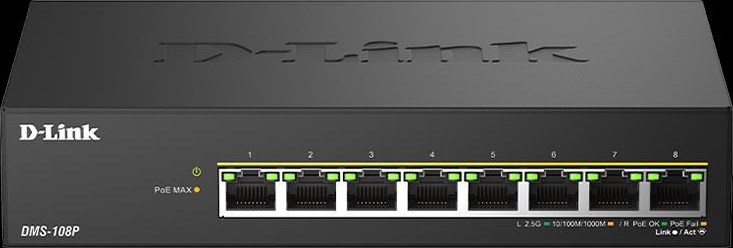D-Link DMS-108P/E 8-Port 2.5G Multi-Gigabit Unmanaged PoE Switch
