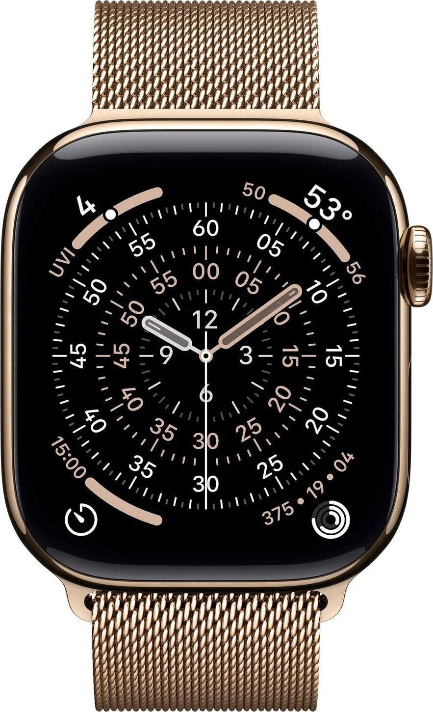 Apple Watch Series 11 GPS + Cellular 42mm Gold Titanium Case with Gold Milanese Loop