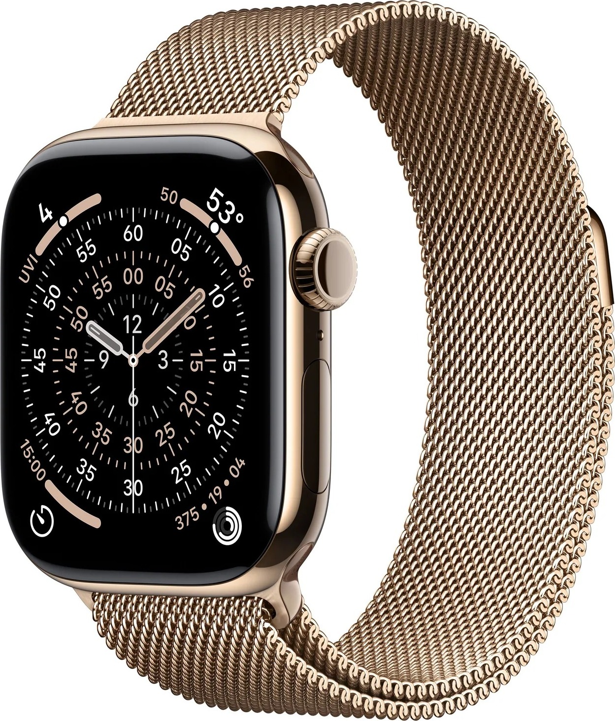 Apple Watch Series 11 GPS + Cellular 42mm Gold Titanium Case with Gold Milanese Loop