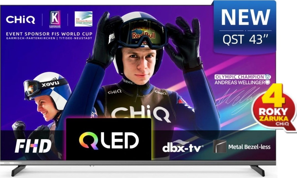CHiQ L43QST TV 43", FHD, QLED, ultratenká, Android14, Dolby Audio, Frameless