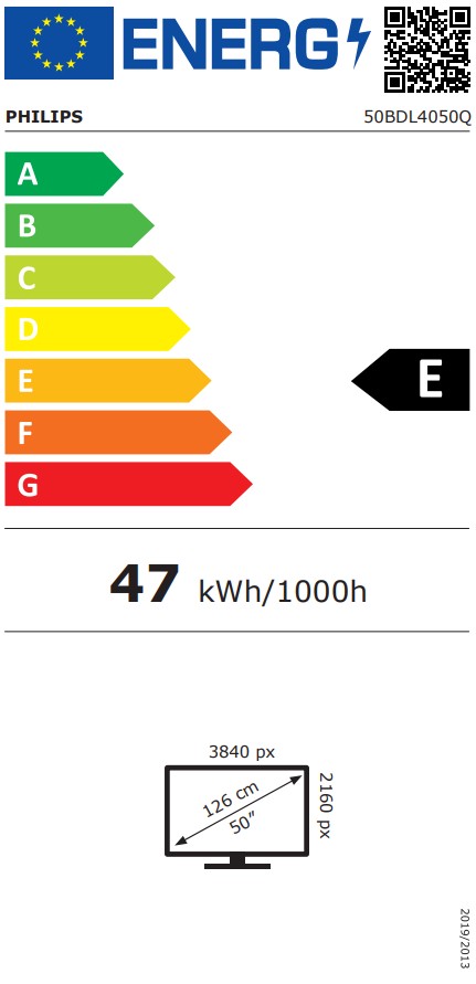 50" D-LED Philips 50BDL4050Q-UHD,500,AN,24/7