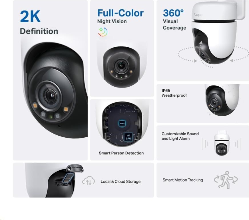 TP-Link Tapo C510W(2-pack) venkovní-outdoor kamera, (3MP, PTZ, 2K 1296p, WiFi, IR 30m, micro SD card)