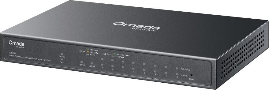 TP-Link OMADA switch ES210GP (9xGbE,1xGbE/SFPcombo,8xPoE+,63W, fanless)