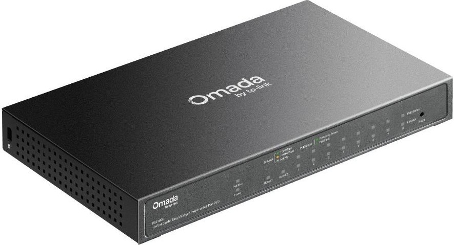 TP-Link OMADA switch ES210GP (9xGbE,1xGbE/SFPcombo,8xPoE+,63W, fanless)