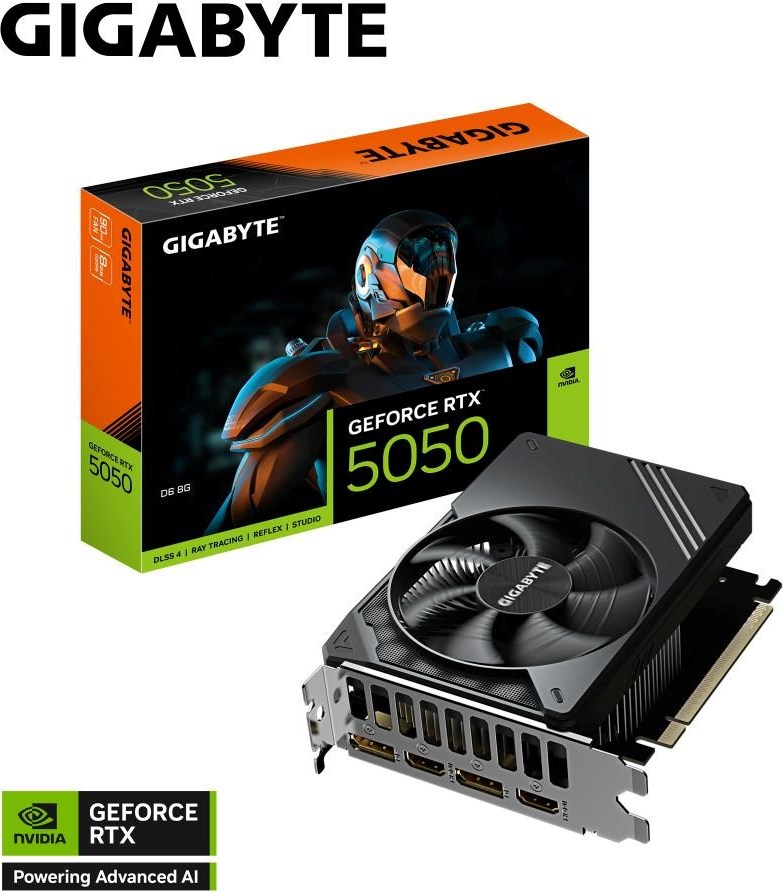 GIGABYTE VGA NVIDIA GeForce RTX 5050 D6 8G, RTX 5050, 8G GDDR6, 2xDP, 2xHDMI