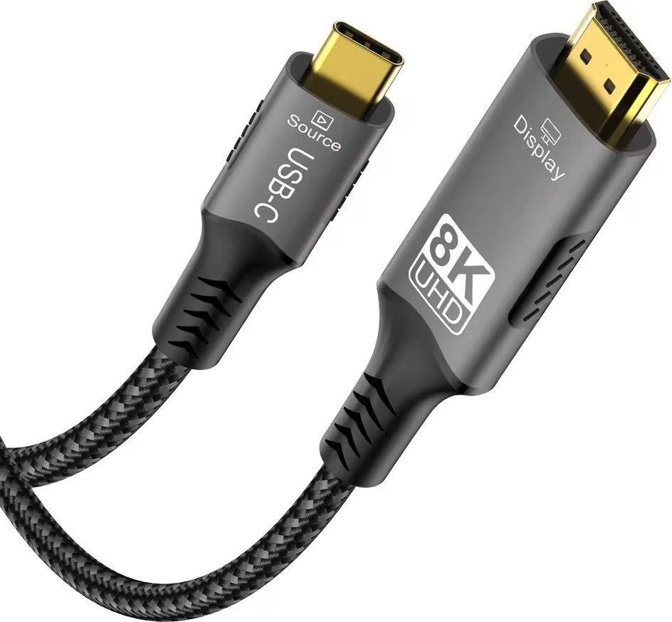 PremiumCord USB-C na HDMI kabel 2m rozlišení obrazu 8K@60Hz,4K@144Hz Aluminium