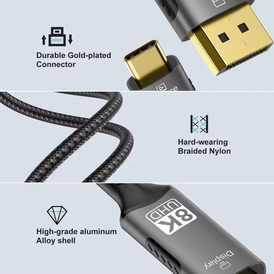 PremiumCord kabel USB-C na DisplayPort DP1.4 8K@60Hz a 4k@120Hz 2m
