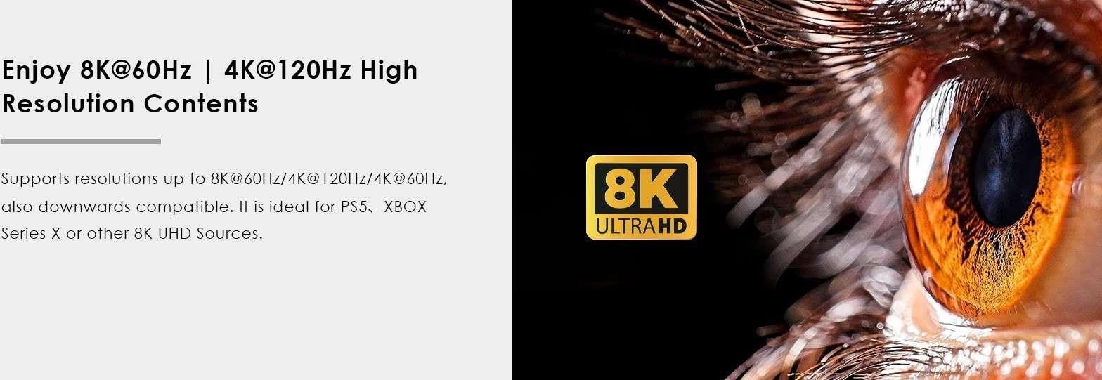 PremiumCord HDMI 2.1 splitter 1-2 porty, 8K@60Hz, 4K@120Hz, 1080p, HDR