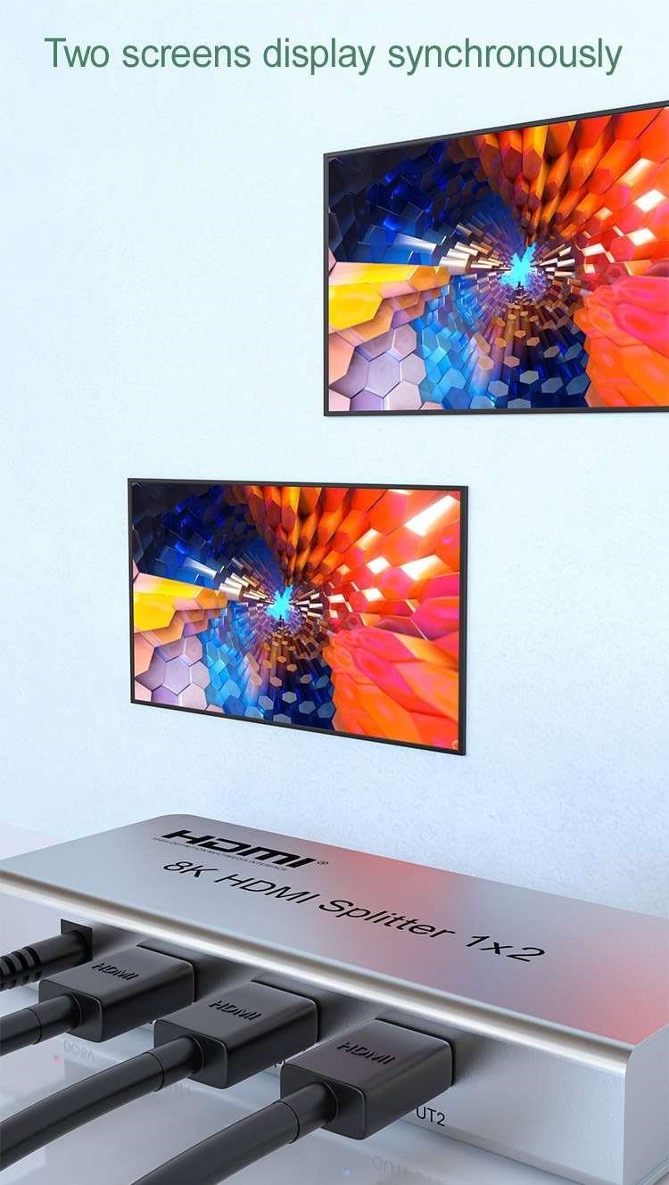 PremiumCord HDMI 2.1 splitter 1-2 porty, 8K@60Hz, 4K@120Hz, 1080p, HDR