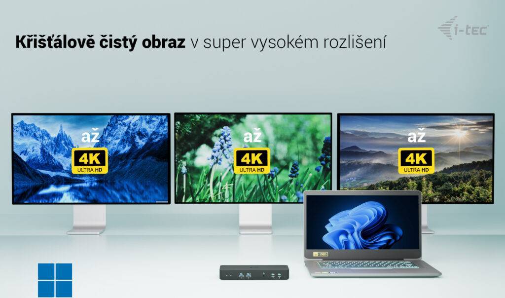 i-tec USB-C Intelligent Triple Display Docking Station, Power Delivery 100W