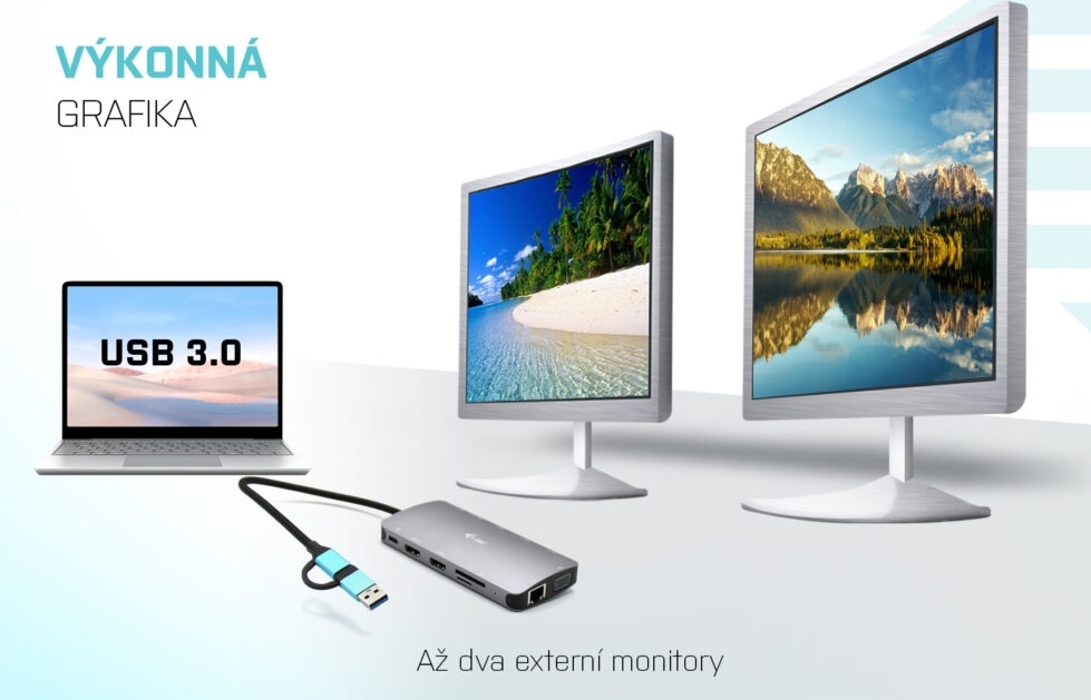 i-tec USB 3.0 USB-C/Thunderbolt 3x Display Metal Nano Dock with LAN, PD 100 W