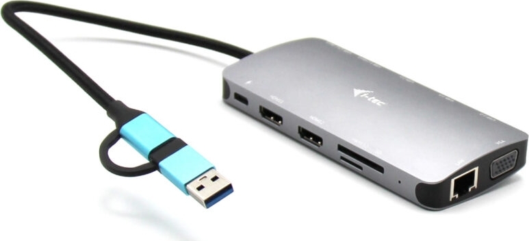 i-tec USB 3.0 USB-C/Thunderbolt 3x Display Metal Nano Dock with LAN, PD 100 W