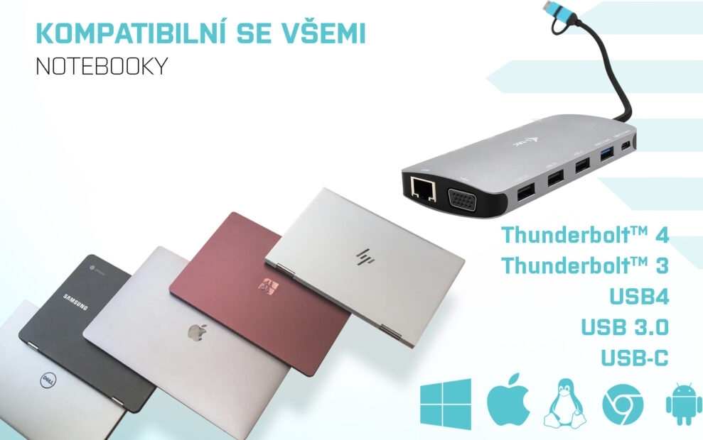 i-tec USB 3.0 USB-C/Thunderbolt 3x Display Metal Nano Dock with LAN, PD 100 W