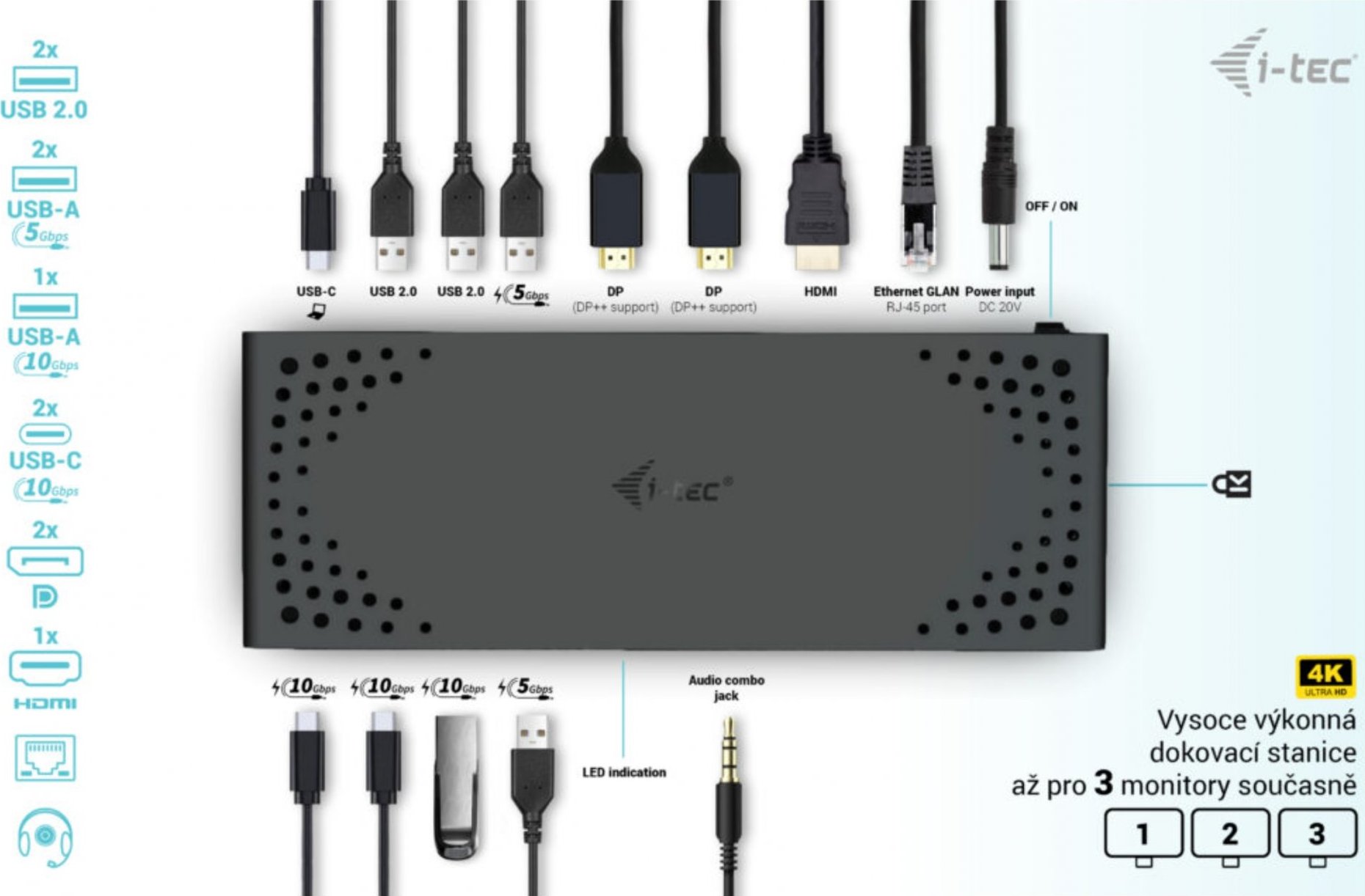 i-tec USB-C Triple Display Docking Station Gen 2, PD 100W