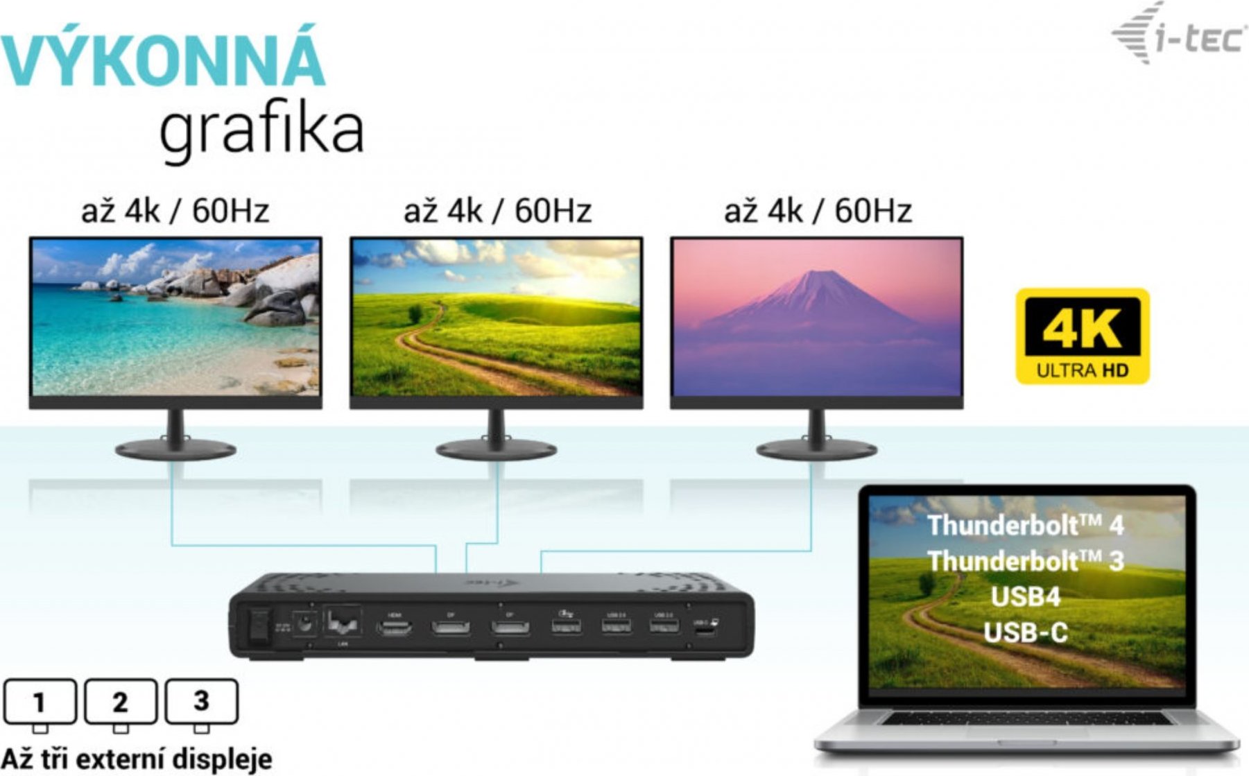 i-tec USB-C Triple Display Docking Station Gen 2, PD 100W