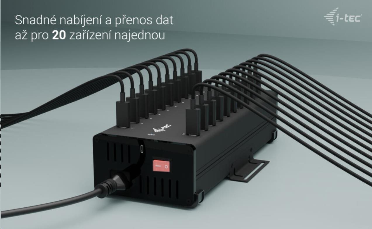 i-tec USB-C/USB-A Metal Charging + data HUB, 15W per port, 20x USB-C