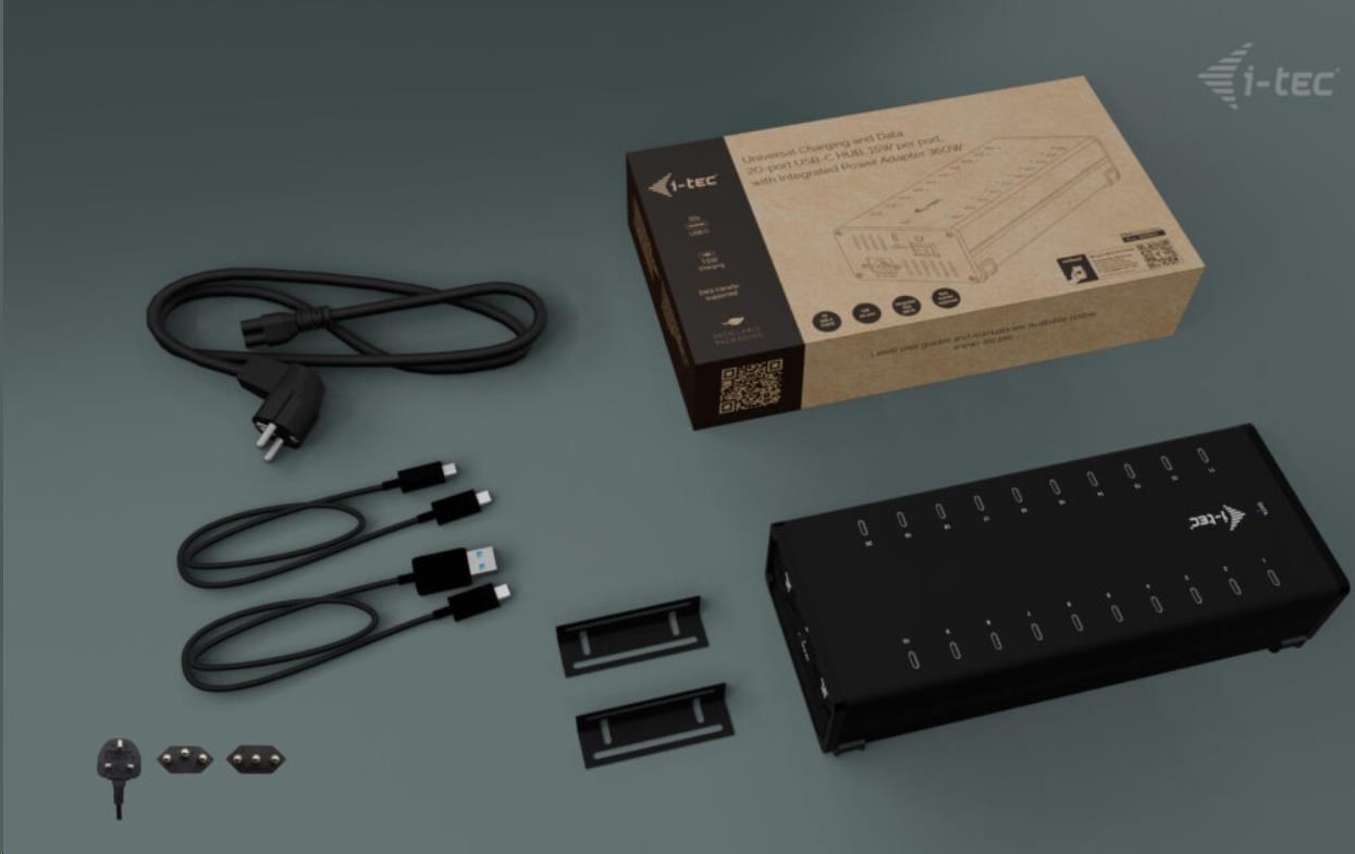 i-tec USB-C/USB-A Metal Charging + data HUB, 15W per port, 20x USB-C