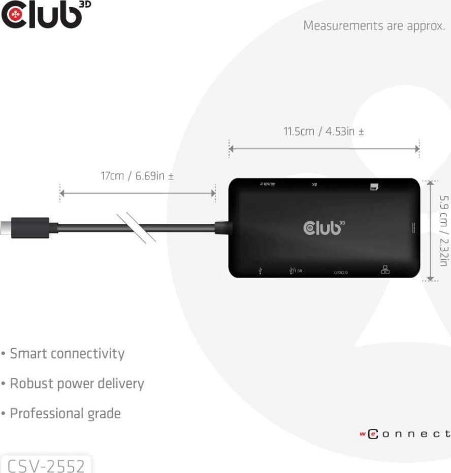 Club 3D Club3D Dokovací stanice USB-C 9v1, 2xHDMI, 1xUSB-C, 1xUSB-C PD, 2xUSB, 1xRJ45, microSD/SD, černá