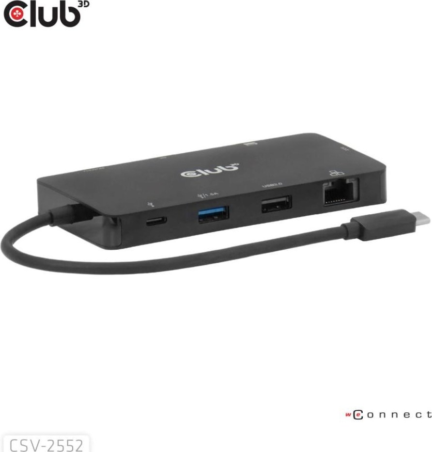 Club 3D Club3D Dokovací stanice USB-C 9v1, 2xHDMI, 1xUSB-C, 1xUSB-C PD, 2xUSB, 1xRJ45, microSD/SD, černá