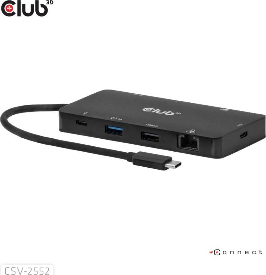 Club 3D Club3D Dokovací stanice USB-C 9v1, 2xHDMI, 1xUSB-C, 1xUSB-C PD, 2xUSB, 1xRJ45, microSD/SD, černá