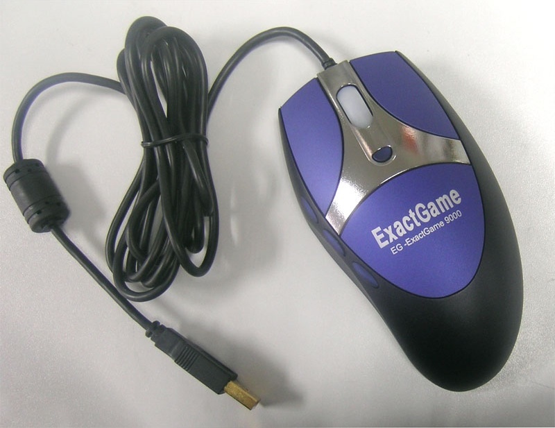 EXACTGAME EG-ExactGame9000/Herní/Laserová/Pro praváky/2 000 DPI/Drátová USB/Černá-modrá