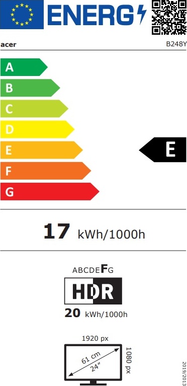 ACER LCD B248YGbemiqprcuzx 60cm (23.8") IPS LED, FHD 1920x1080@120Hz, 250cd/m2, 178°/178°, 4ms (G2G), HDMI(2.0) + DP(1.4