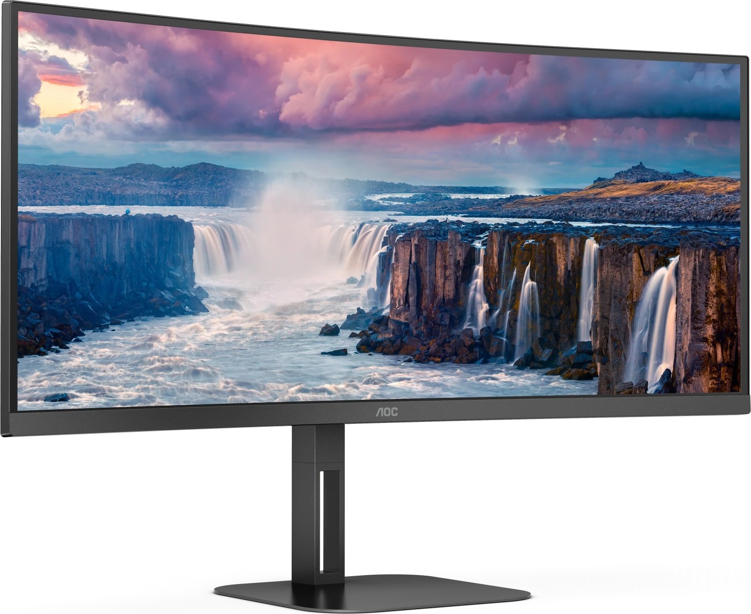 AOC MT VA LCD WLED 34" CU34V5C/BK - VA panel, 3440x1440, HDMI, DP, USB, USB-C, nast. vyska, repro, zakriven