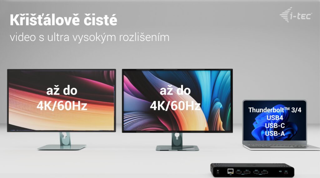 i-tec Universal Dual 4K Display Docking Station, Power Delivery 85W + i-tec USB-C Charger 100W