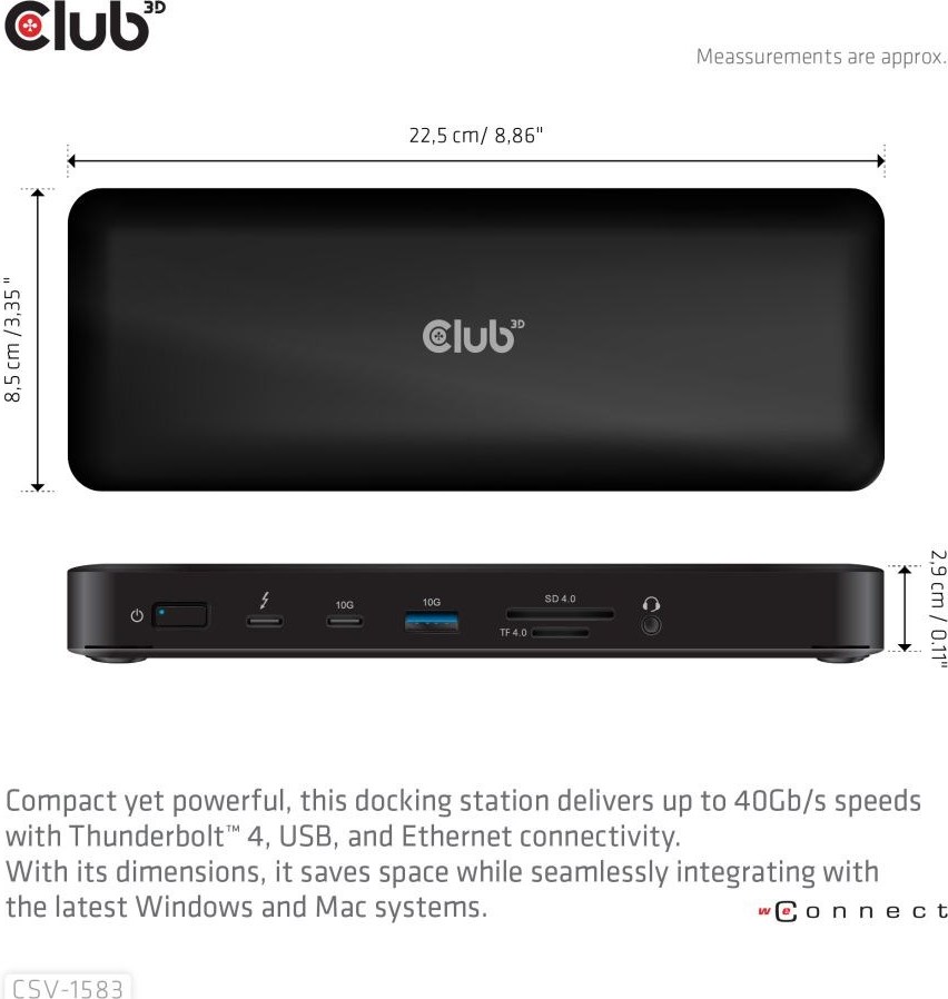 Club 3D Club3D Dokovací stanice USB-C 16v1, 3xDP, 2xHDMI, 1xUSB-C, 3xUSB, 1xRJ45, 1x3.5mm, černá