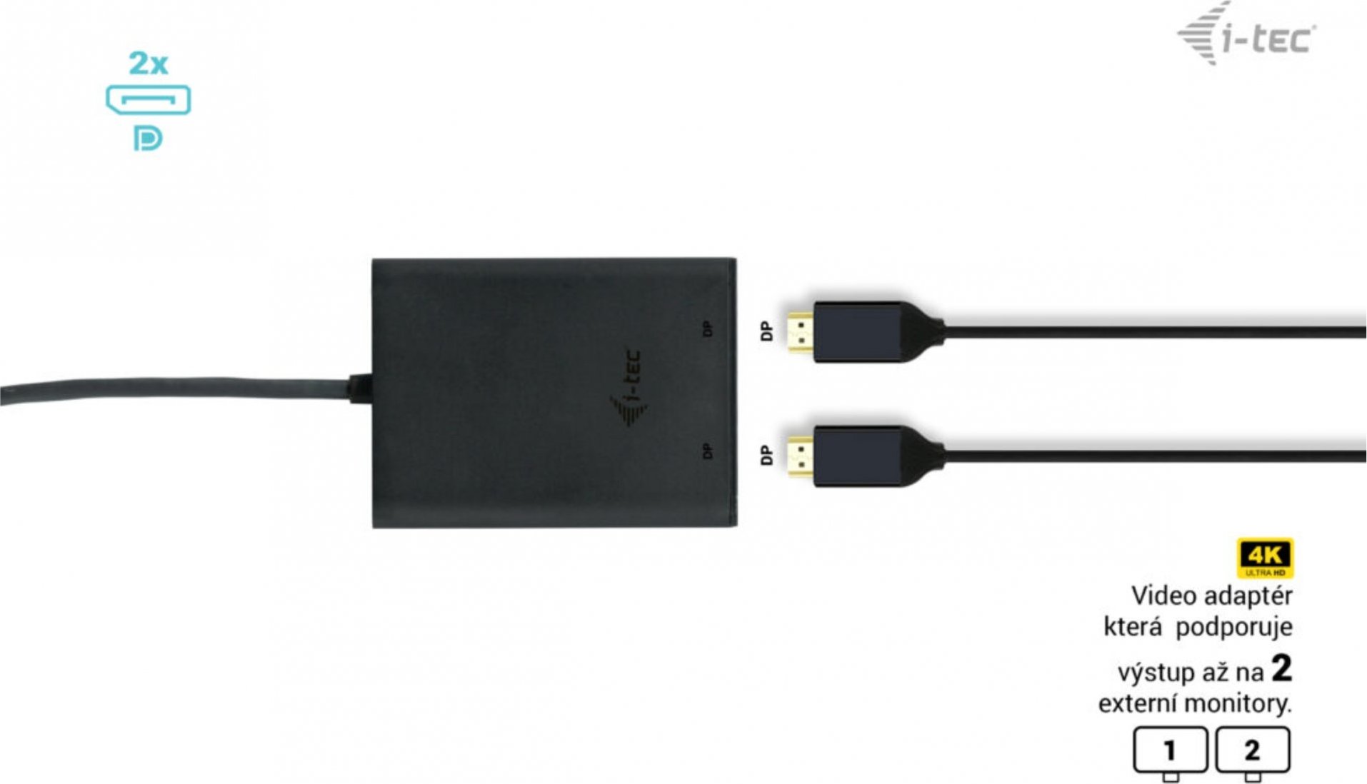 i-tec USB-C Dual 4K/60Hz (single 8K/30Hz) DP Video Adapter